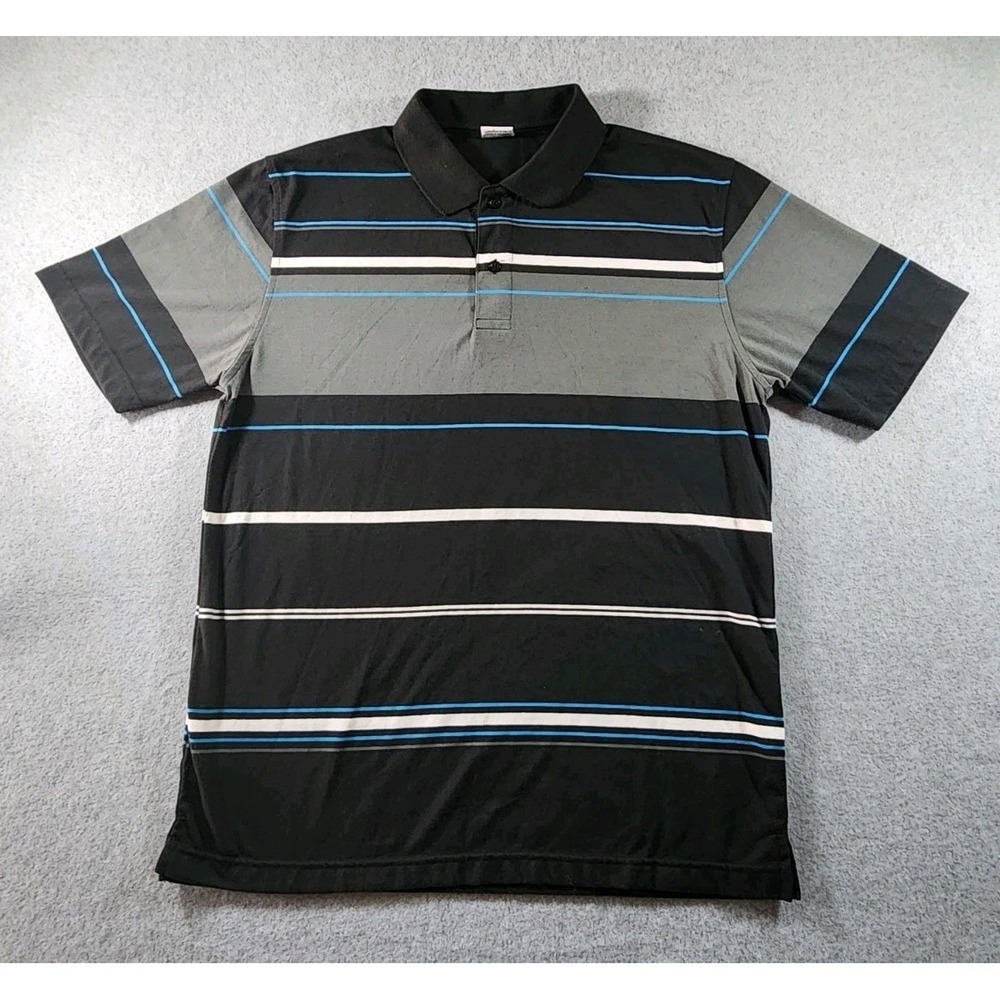 Gioberti Men's Polo Shirt, Size L, Black Stripe, Short Sleeve